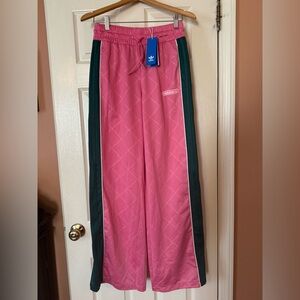 Adidas Pink Track Pants with Dark Green Accents